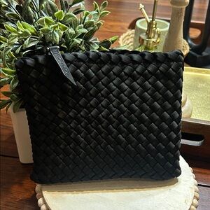 NAGHEDI Black Woven Zipper Pouch 7”x6”